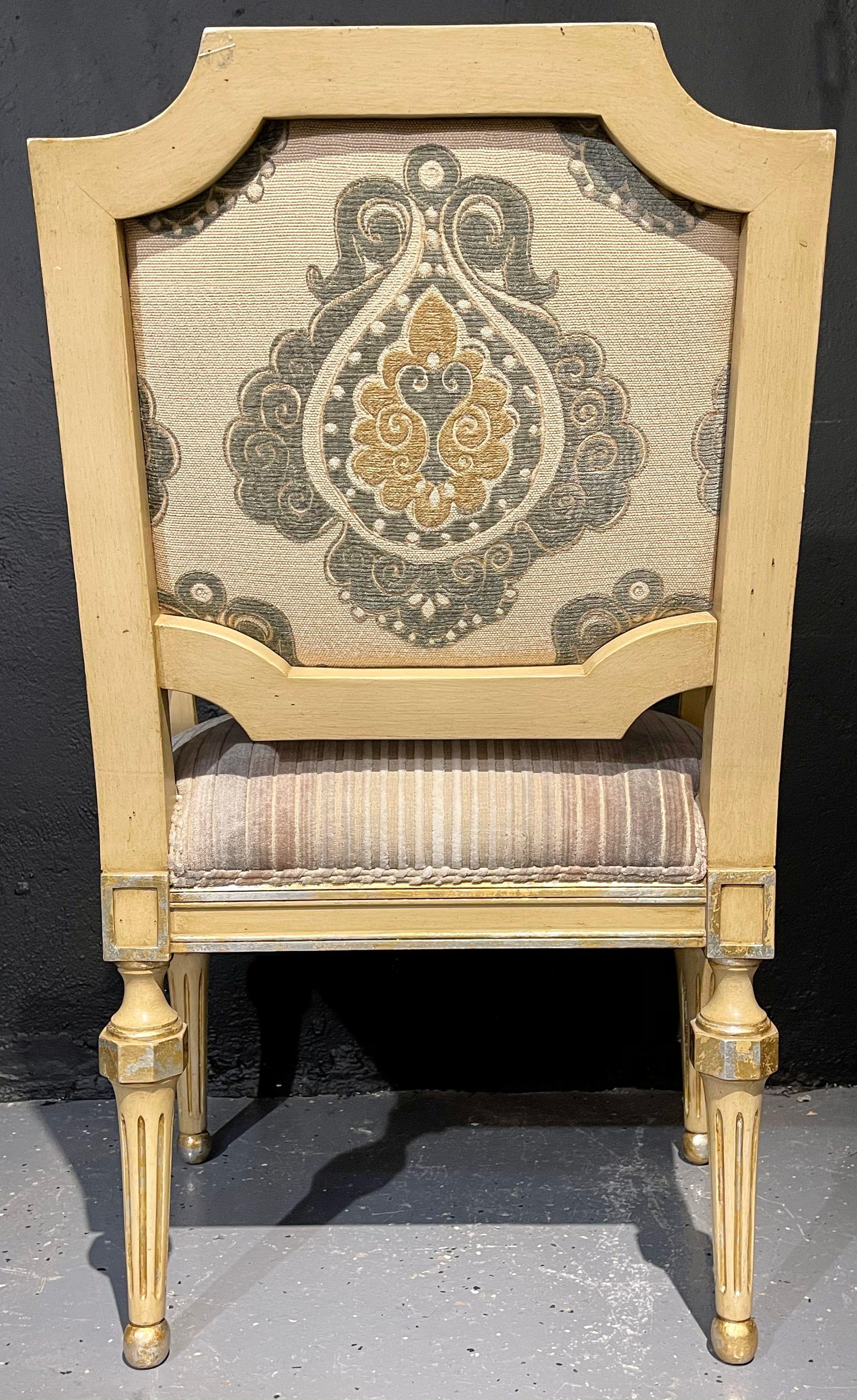 Set of Eight Louis XVI Style Dining Chairs Painted and Parcel-Gilt, Jansen Style 5