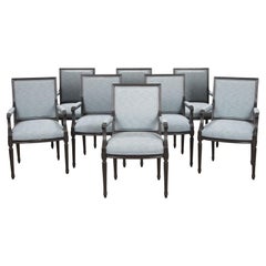 Conjunto de Ocho Sillas Francesas Fauteuils Ebonizadas Estilo Luis XVI