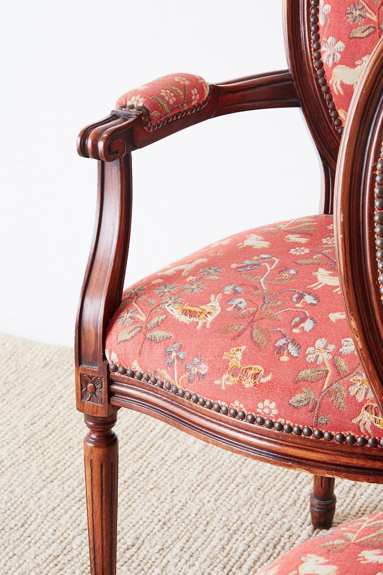 Set of Eight Louis XVI Style French Tapestry Dining Chairs at 1stDibs