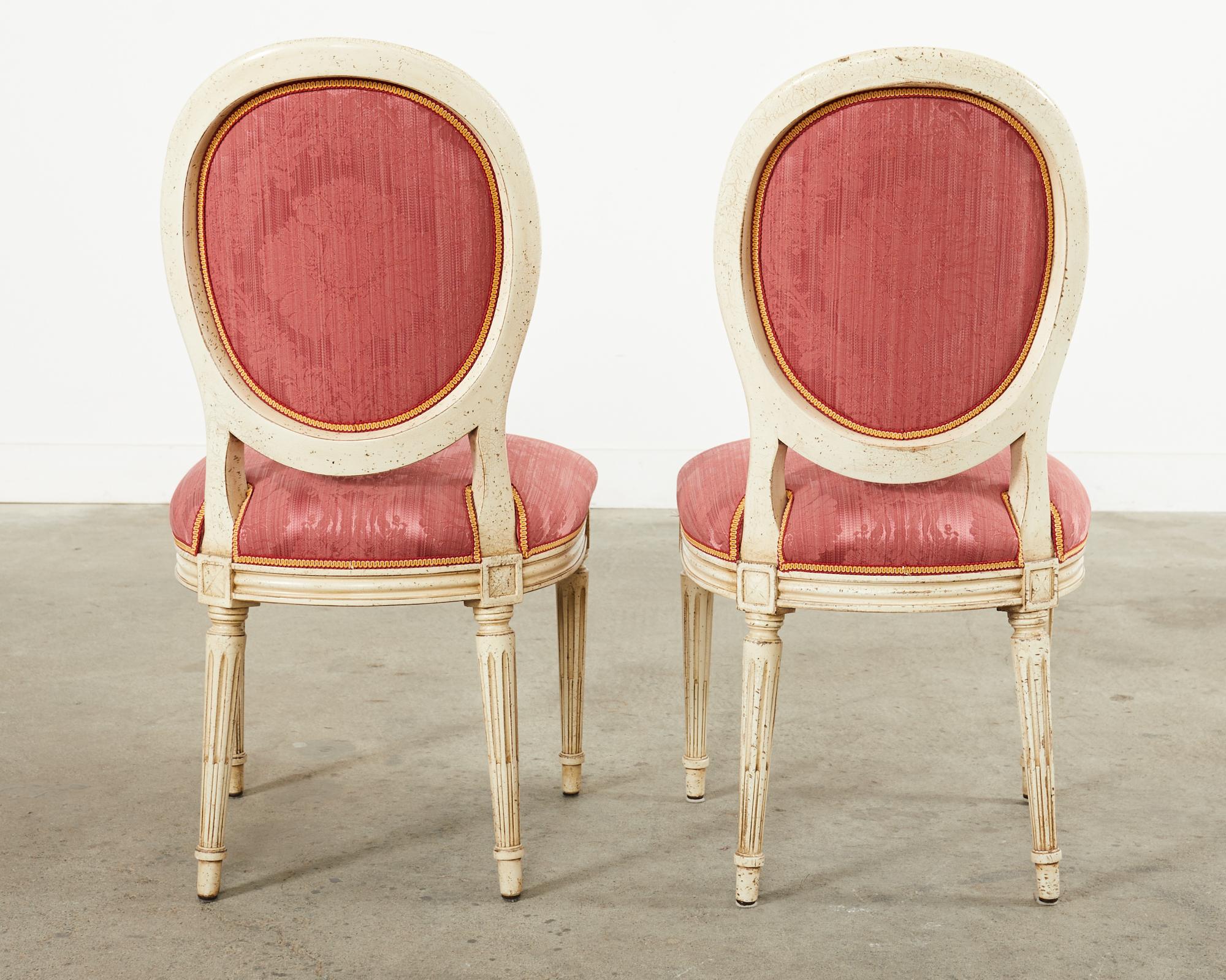 Set of Eight Louis XVI Style Lacquer Painted Dining Chairs  For Sale 13