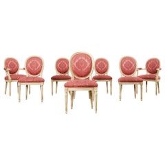 Vintage Set of Eight Louis XVI Style Lacquer Painted Dining Chairs
