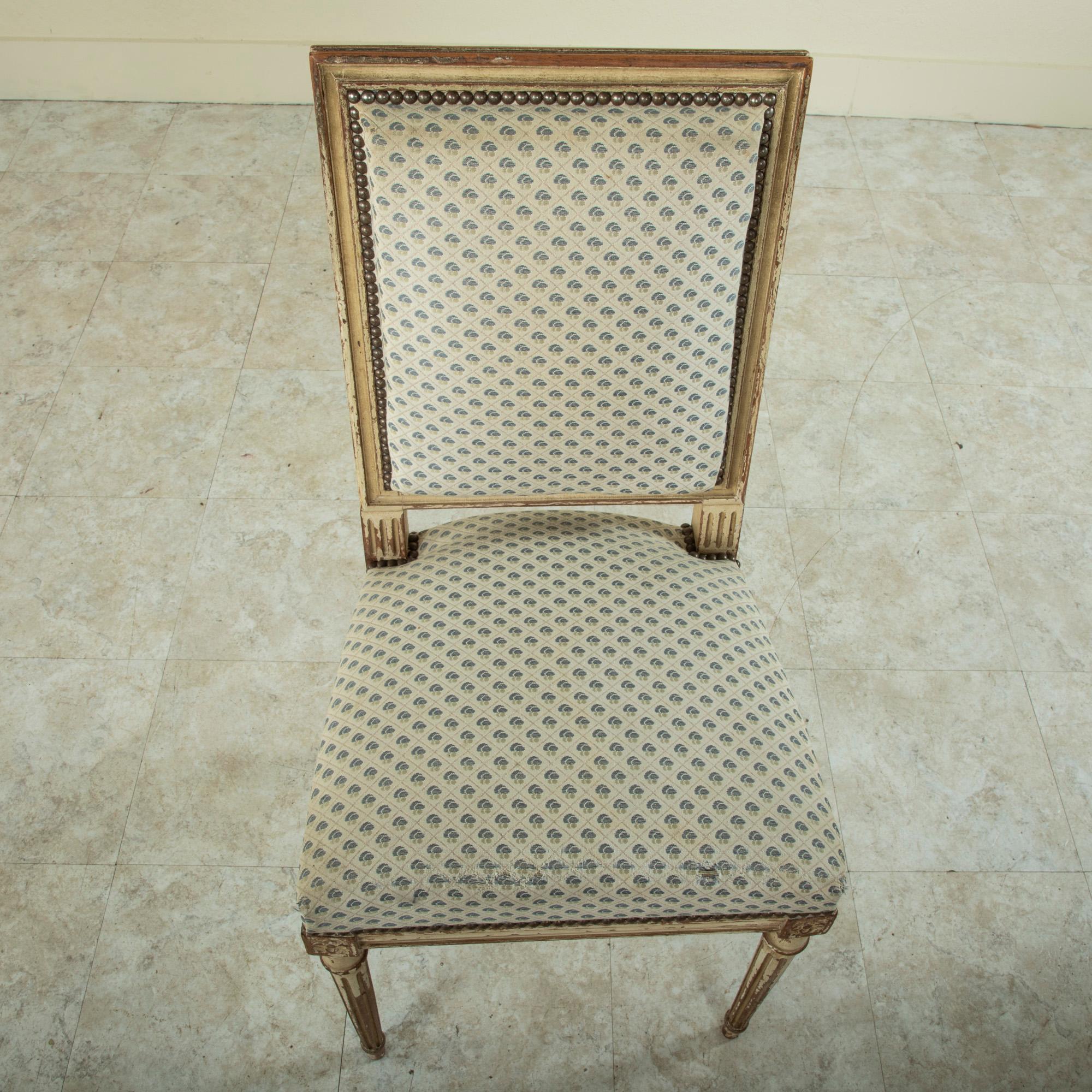 Set of Eight Louis XVI Style Square Back Painted Side Chairs or Dining Chairs 1