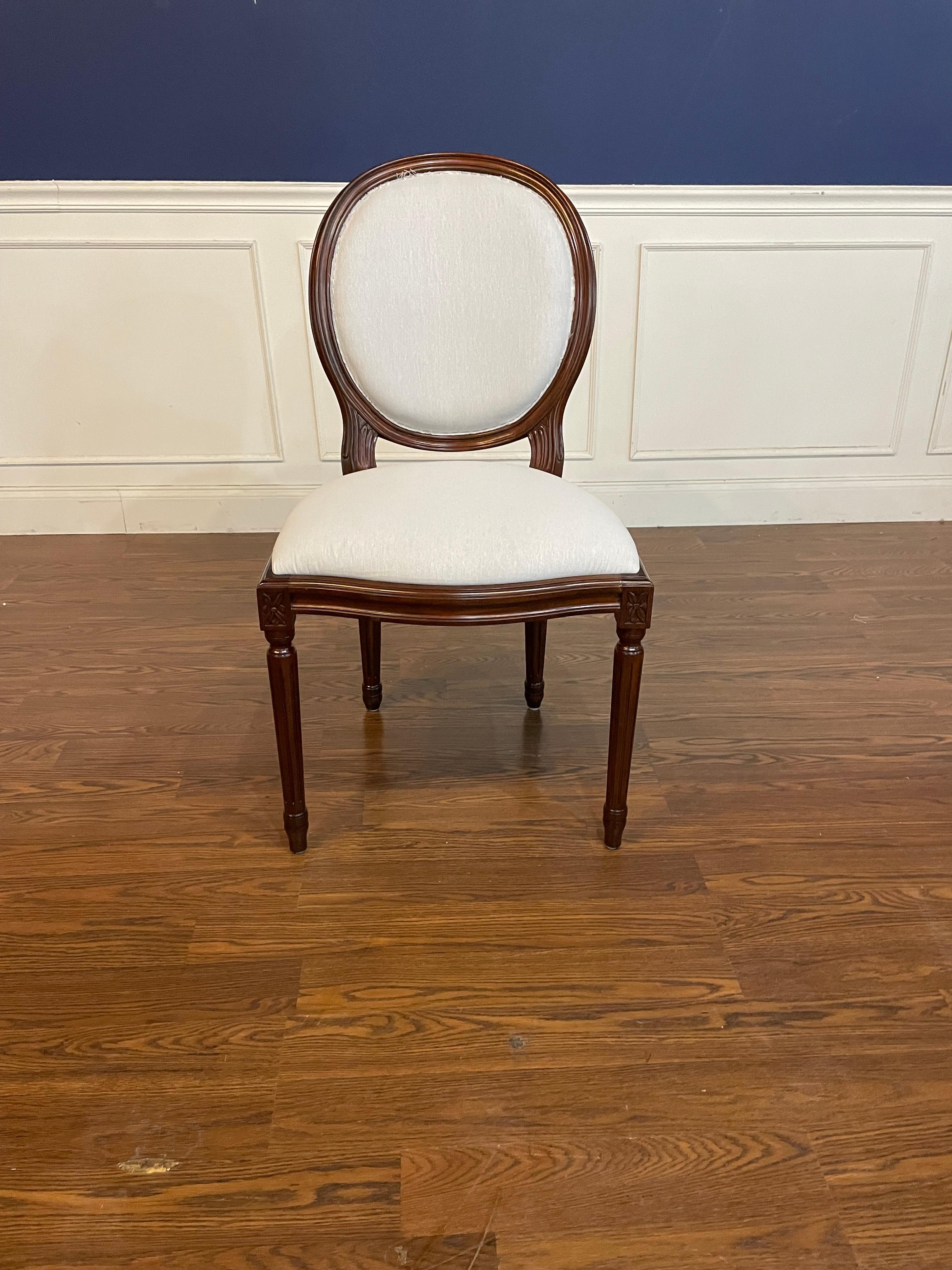 Set of Eight Louis XVI Upholstered Dining Chairs by Leighton Hall  For Sale 4