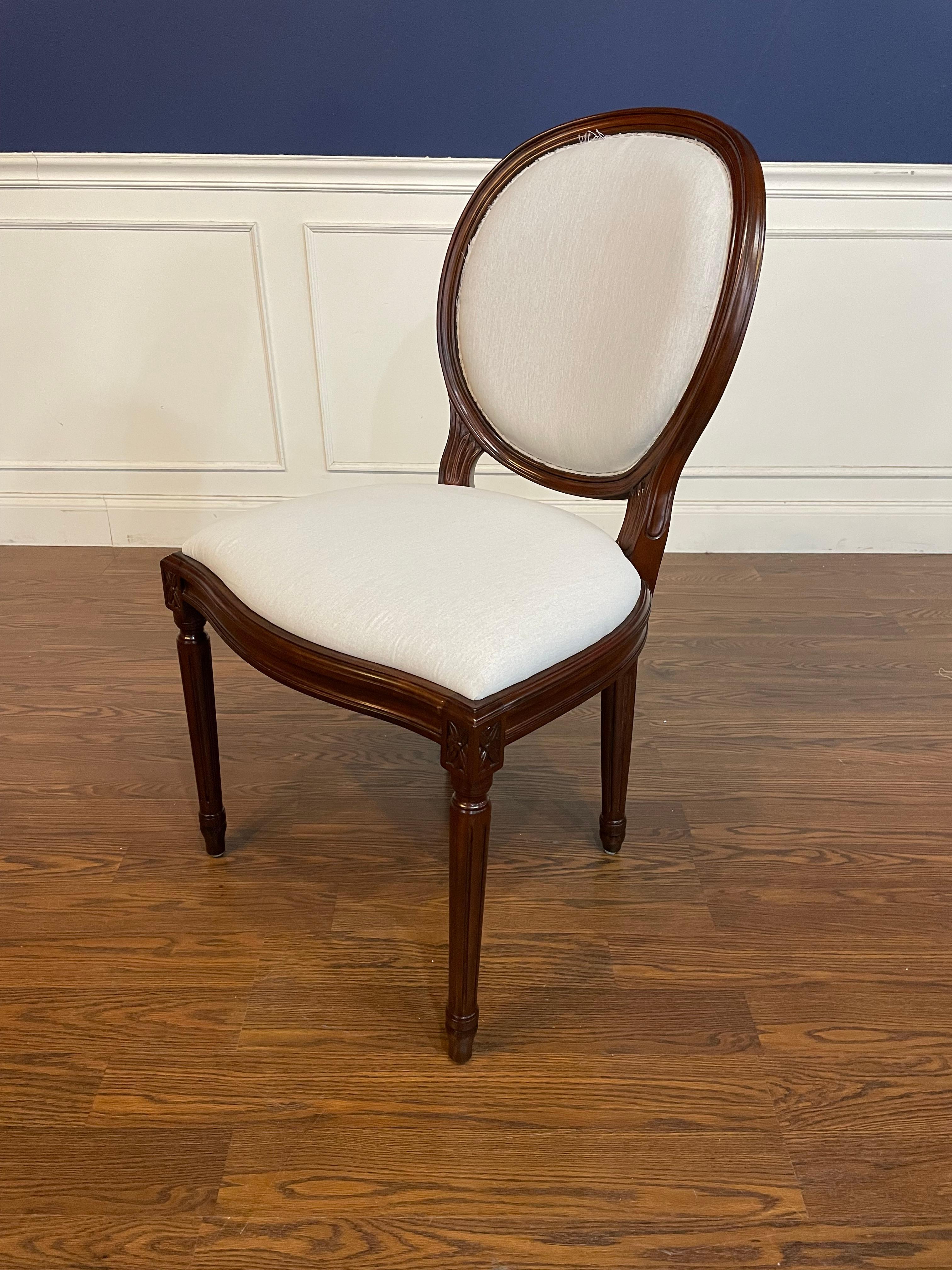 Set of Eight Louis XVI Upholstered Dining Chairs by Leighton Hall  For Sale 5