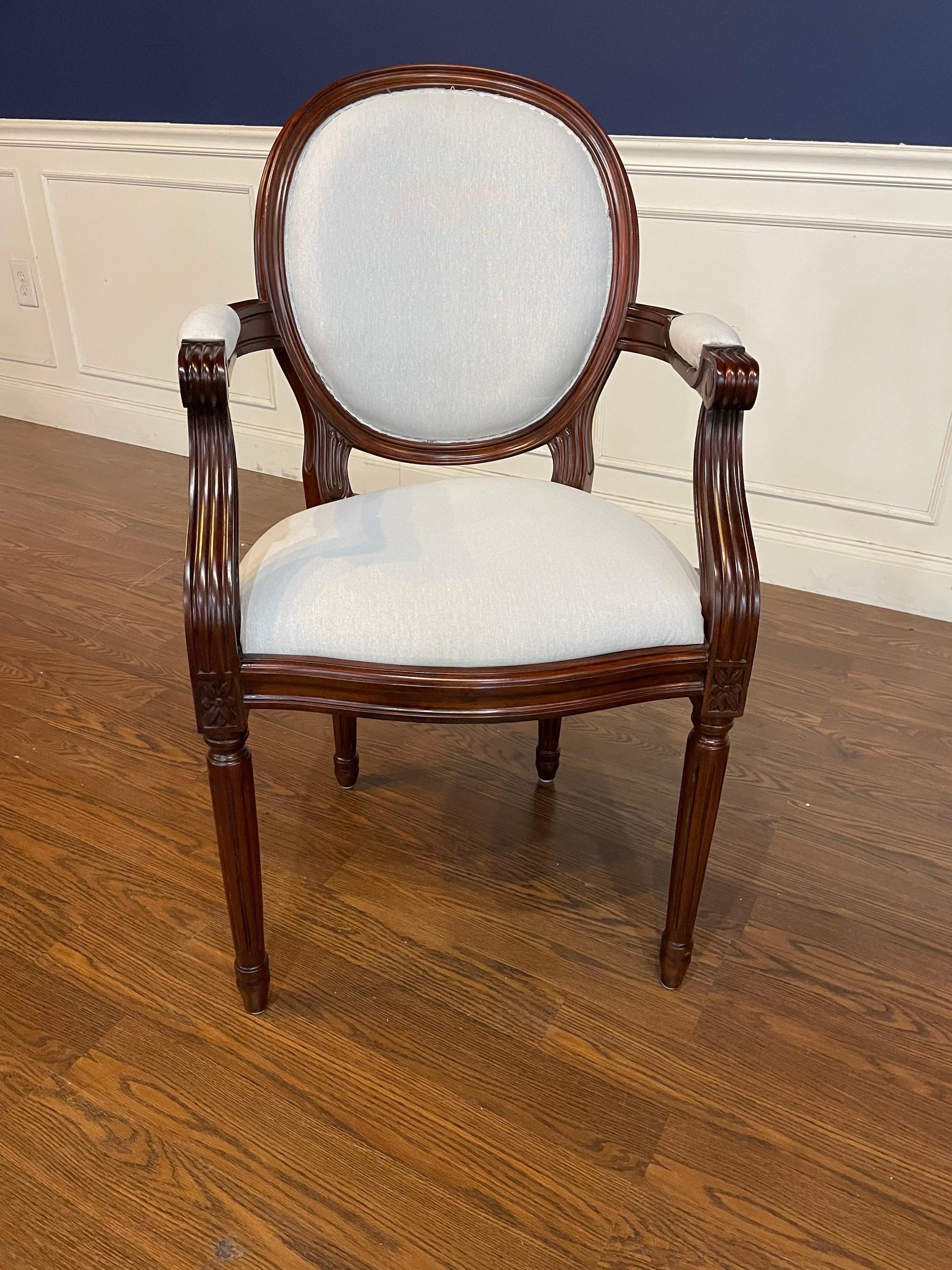 Philippine Set of Eight Louis XVI Upholstered Dining Chairs by Leighton Hall  For Sale