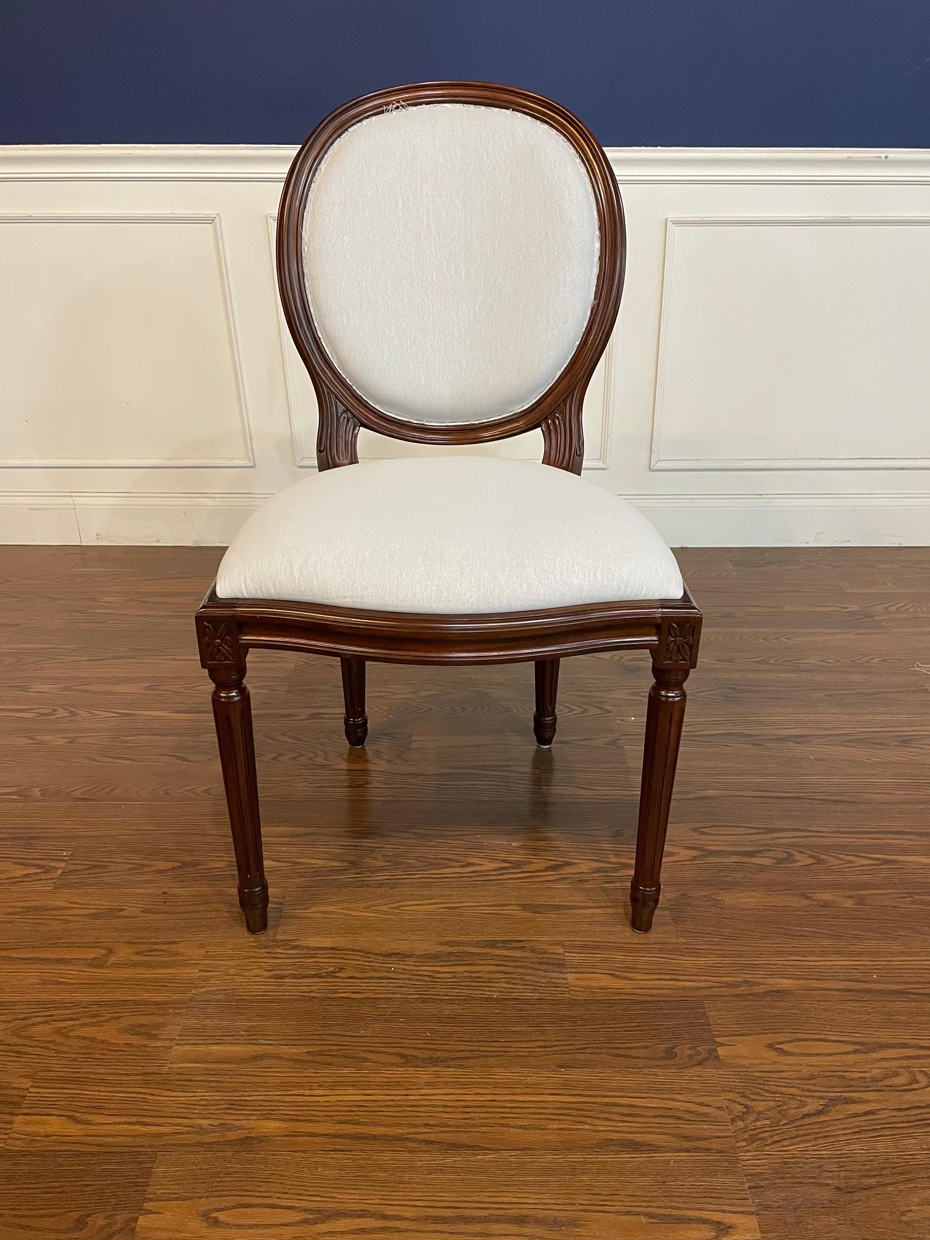 Mahogany Set of Eight Louis XVI Upholstered Dining Chairs by Leighton Hall  For Sale