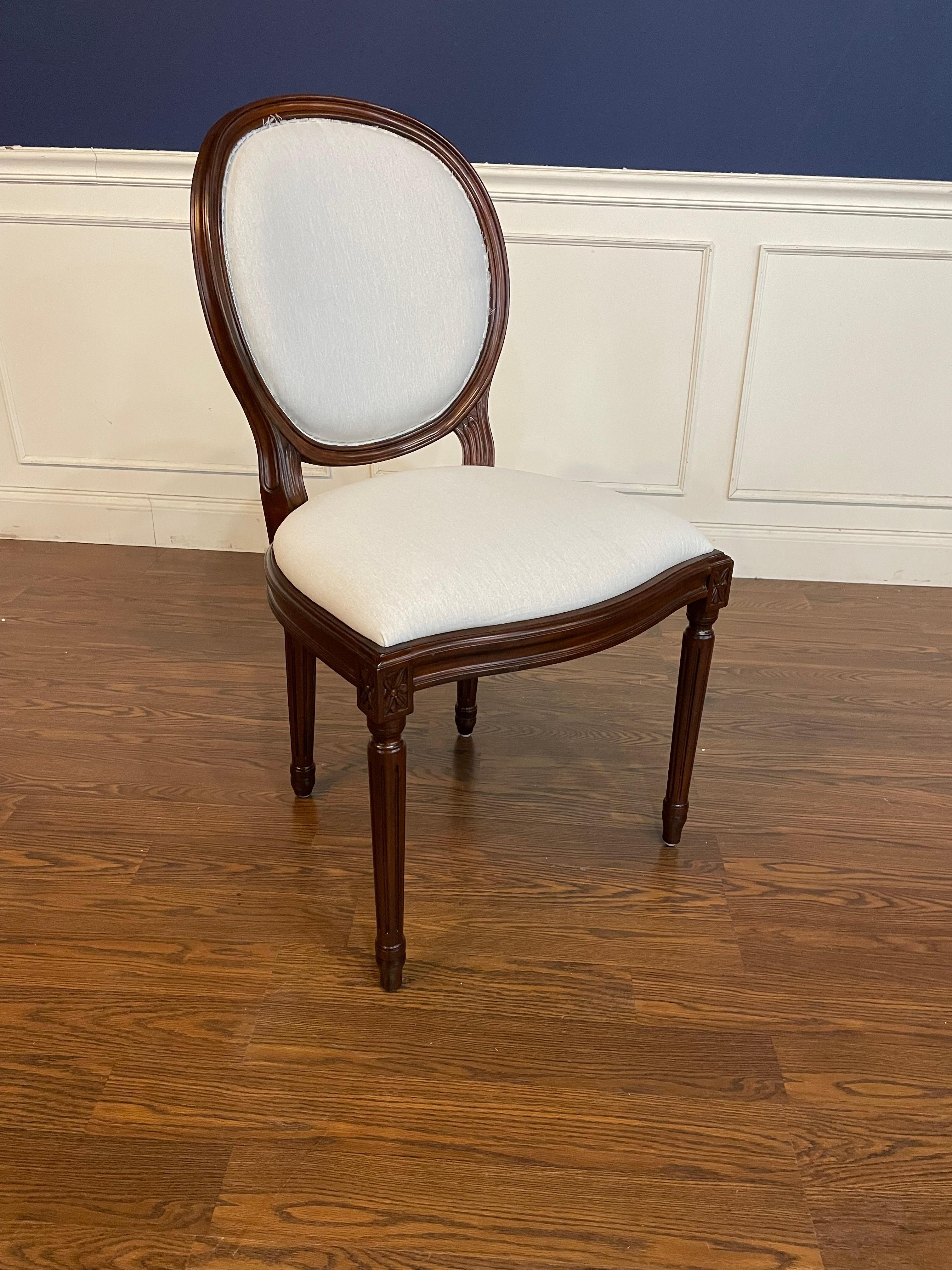 Set of Eight Louis XVI Upholstered Dining Chairs by Leighton Hall  For Sale 2