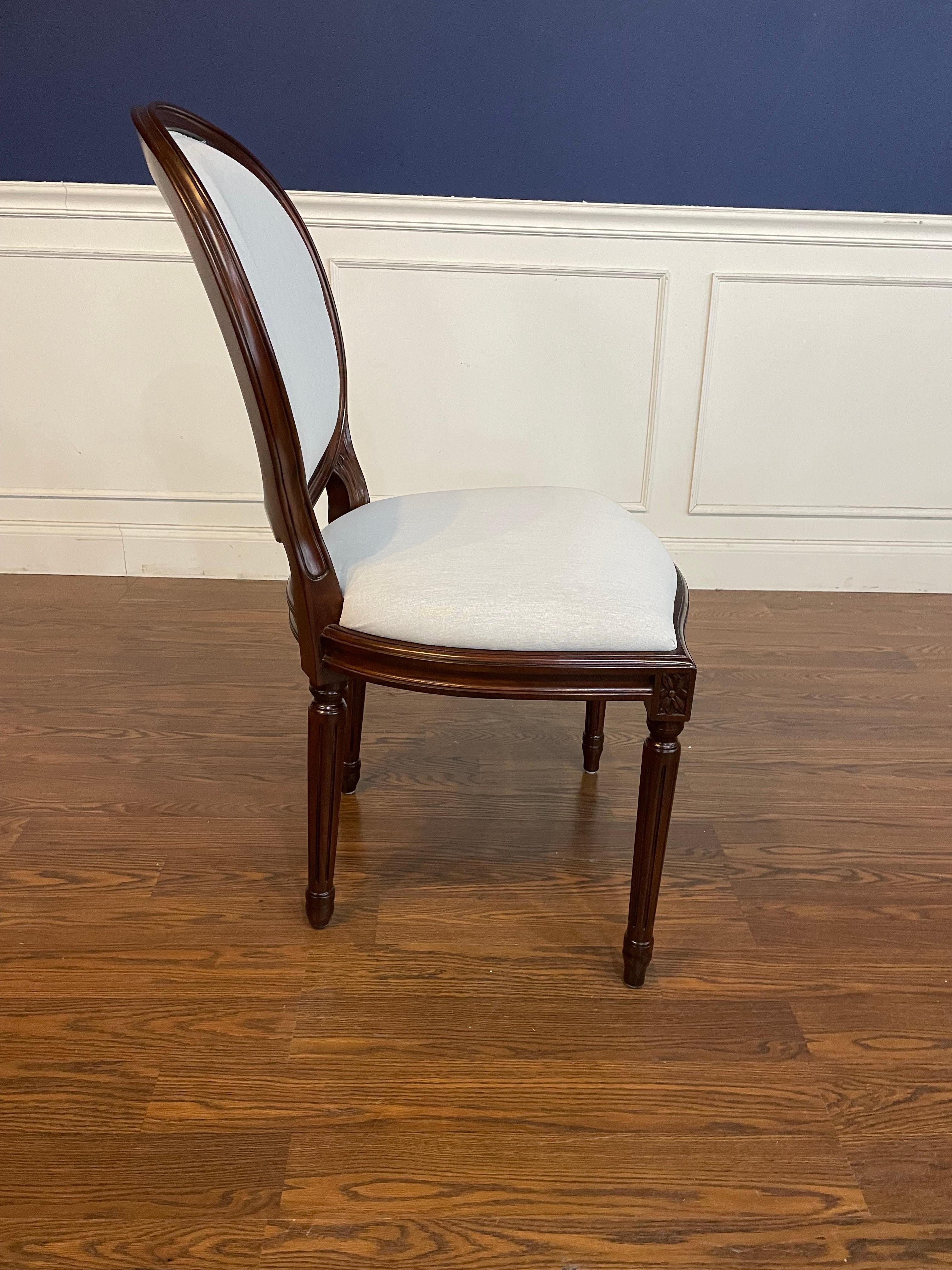 Set of Eight Louis XVI Upholstered Dining Chairs by Leighton Hall  For Sale 3