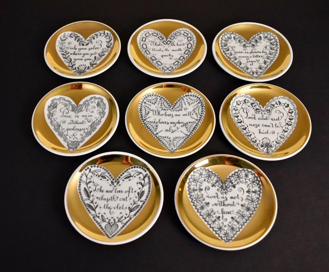Mid-Century Modern Set of Eight LOVE Fornasetti Coasters