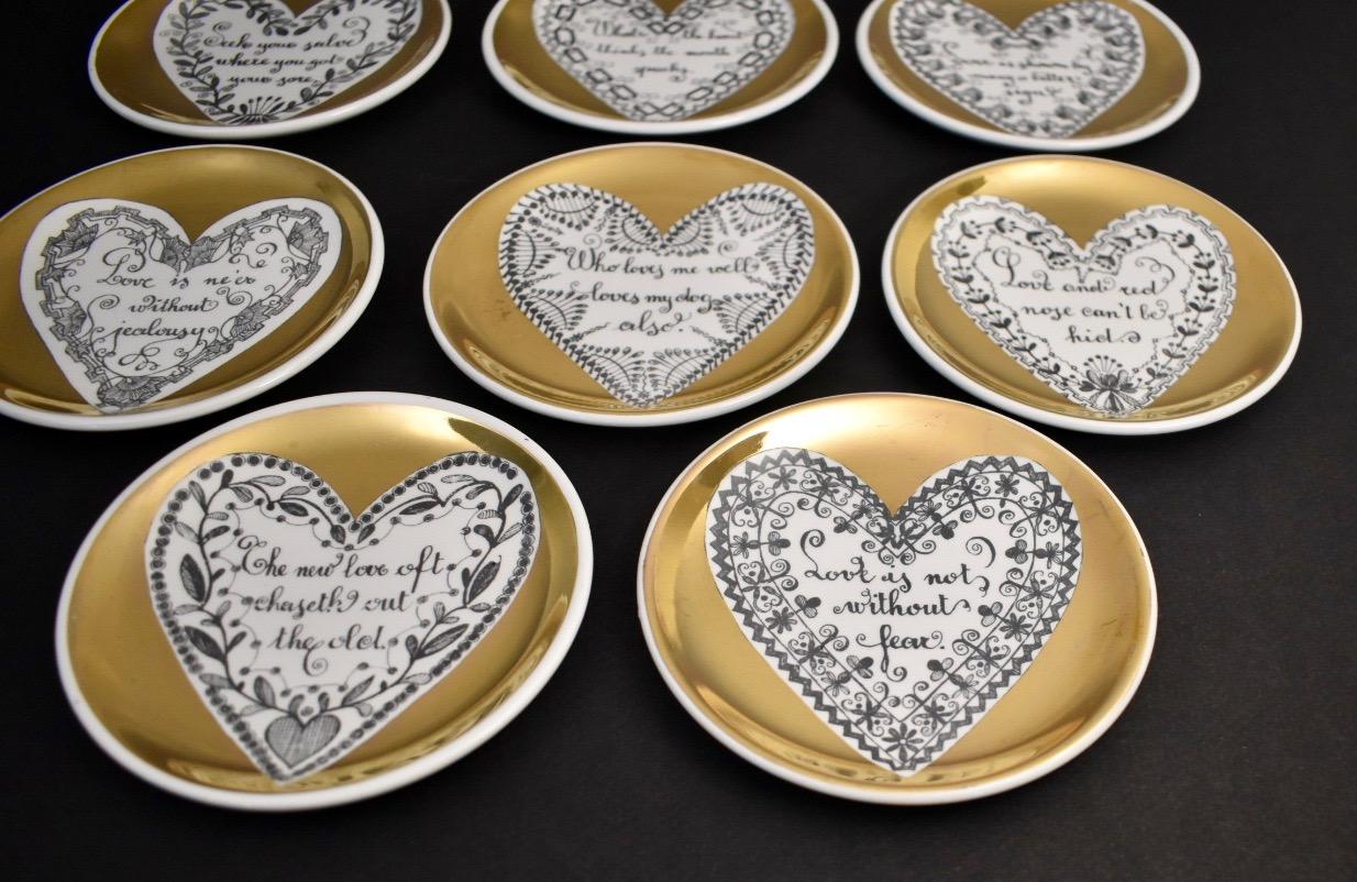 Mid-20th Century Set of Eight LOVE Fornasetti Coasters