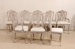 Set of Eight Lovely Italian Ornately Carved & Pierced-Splat Back Dining Chairs