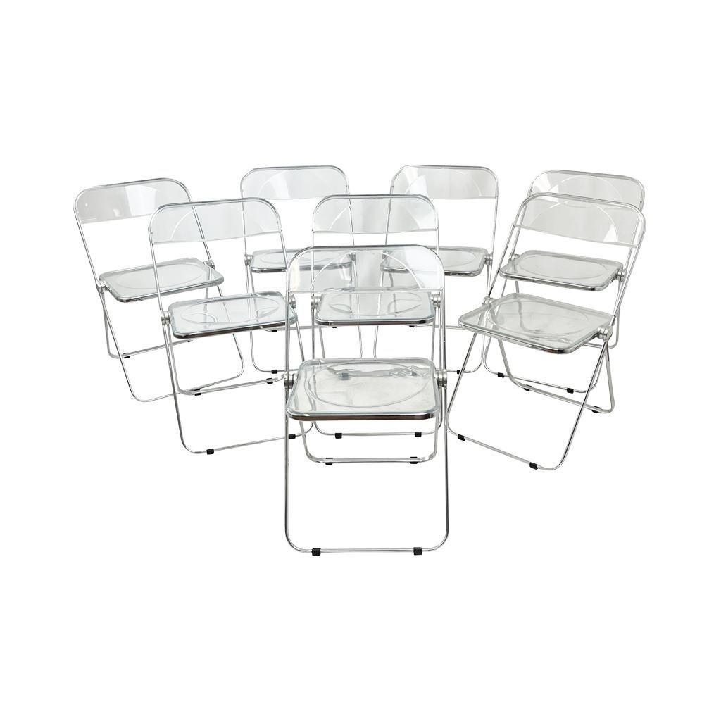 Modern Set of Eight Lucite Plia Chairs by Giancarlo Piretti for Castelli