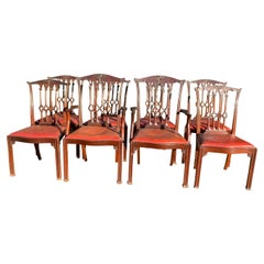 Set of Eight Mahogany Chippendale Style Dining Chairs
