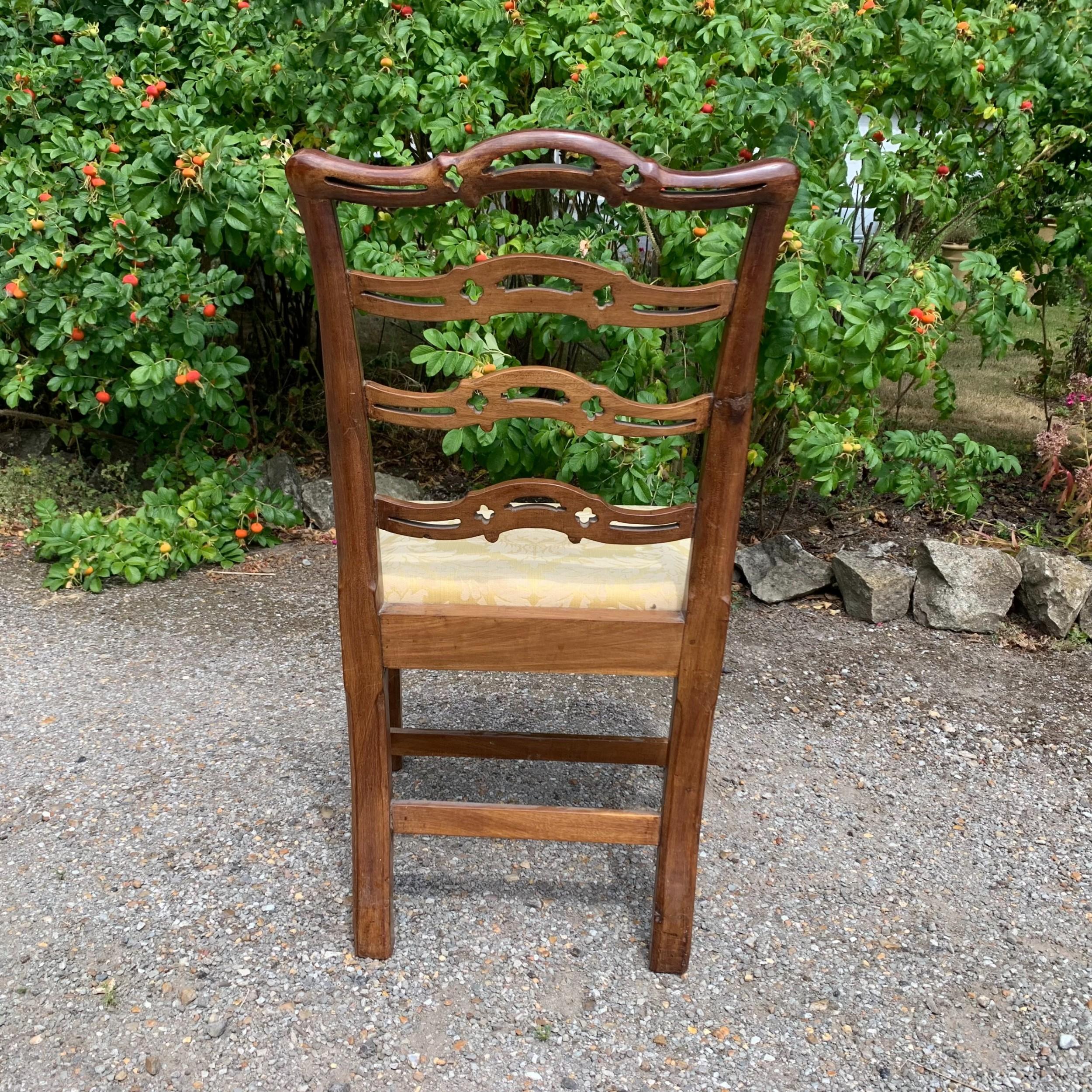 Set of Eight Mahogany Chippendale Style Ladder-Back Dining Chairs 3
