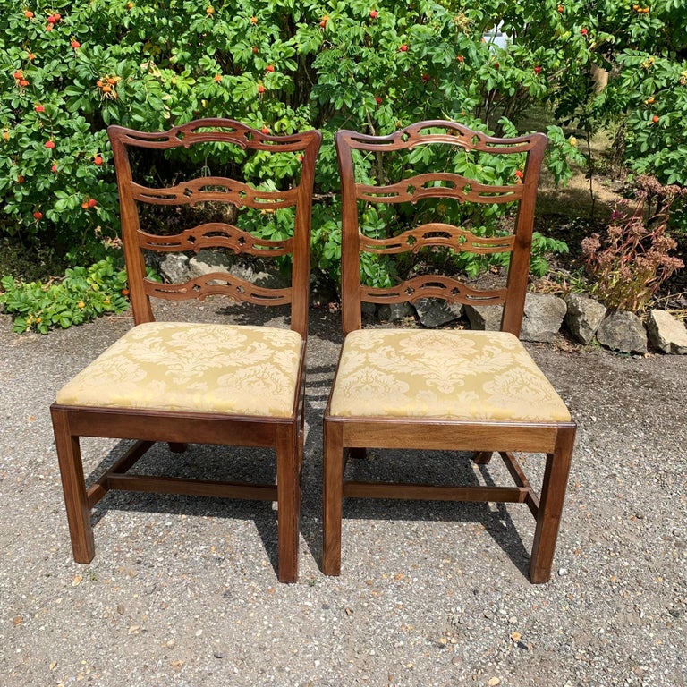 Chair Back Set of Eight Mahogany Chippendale Style Ladder-Back Dining Chairs at ...