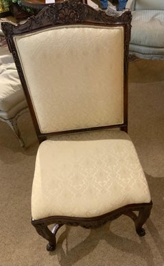 Set of eight mahogany dining chairs, louis XV-Style with tall upholstered backs