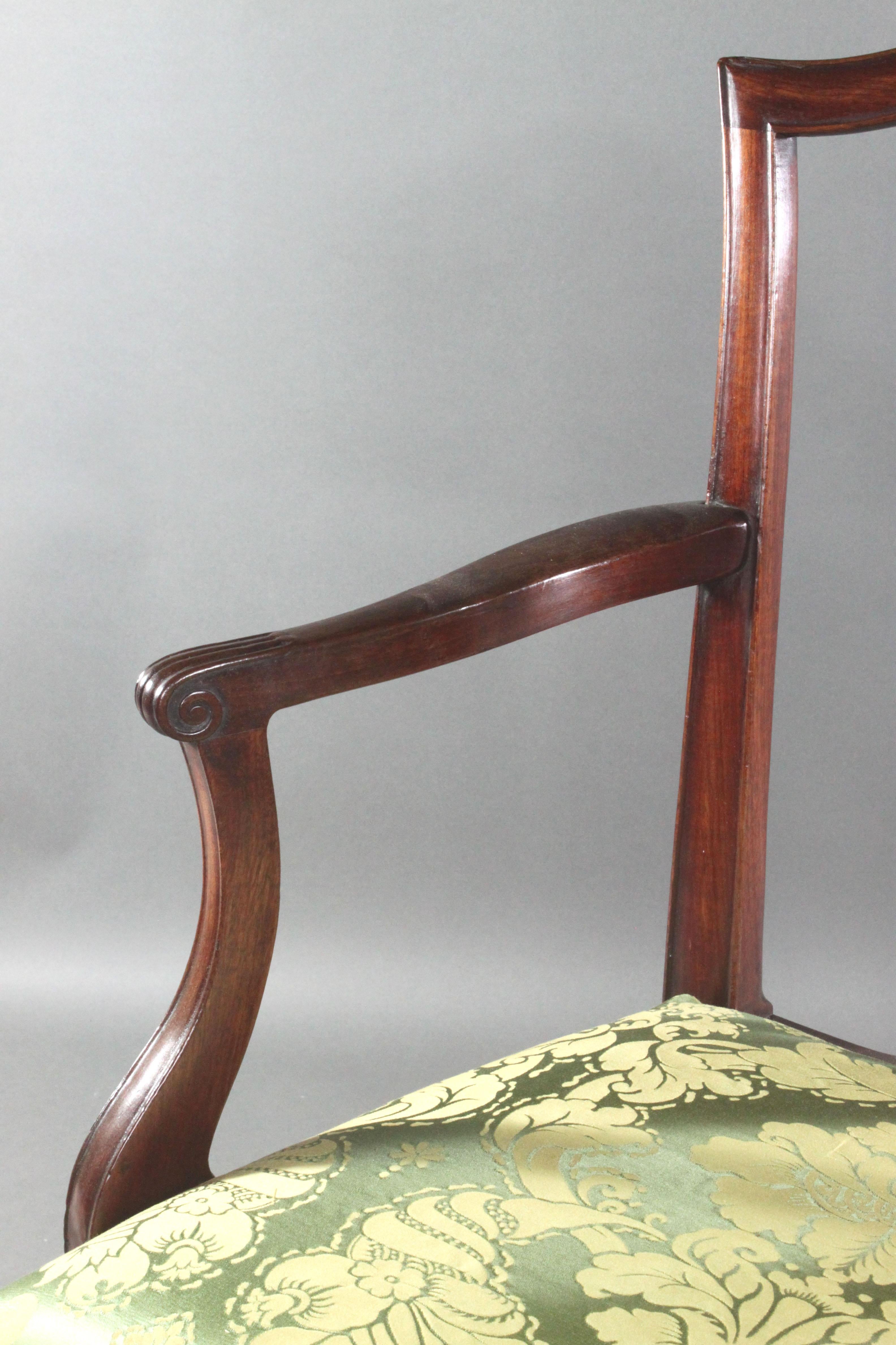 Late 18th Century Set of Eight Mahogany Georgian Dining Chairs  For Sale