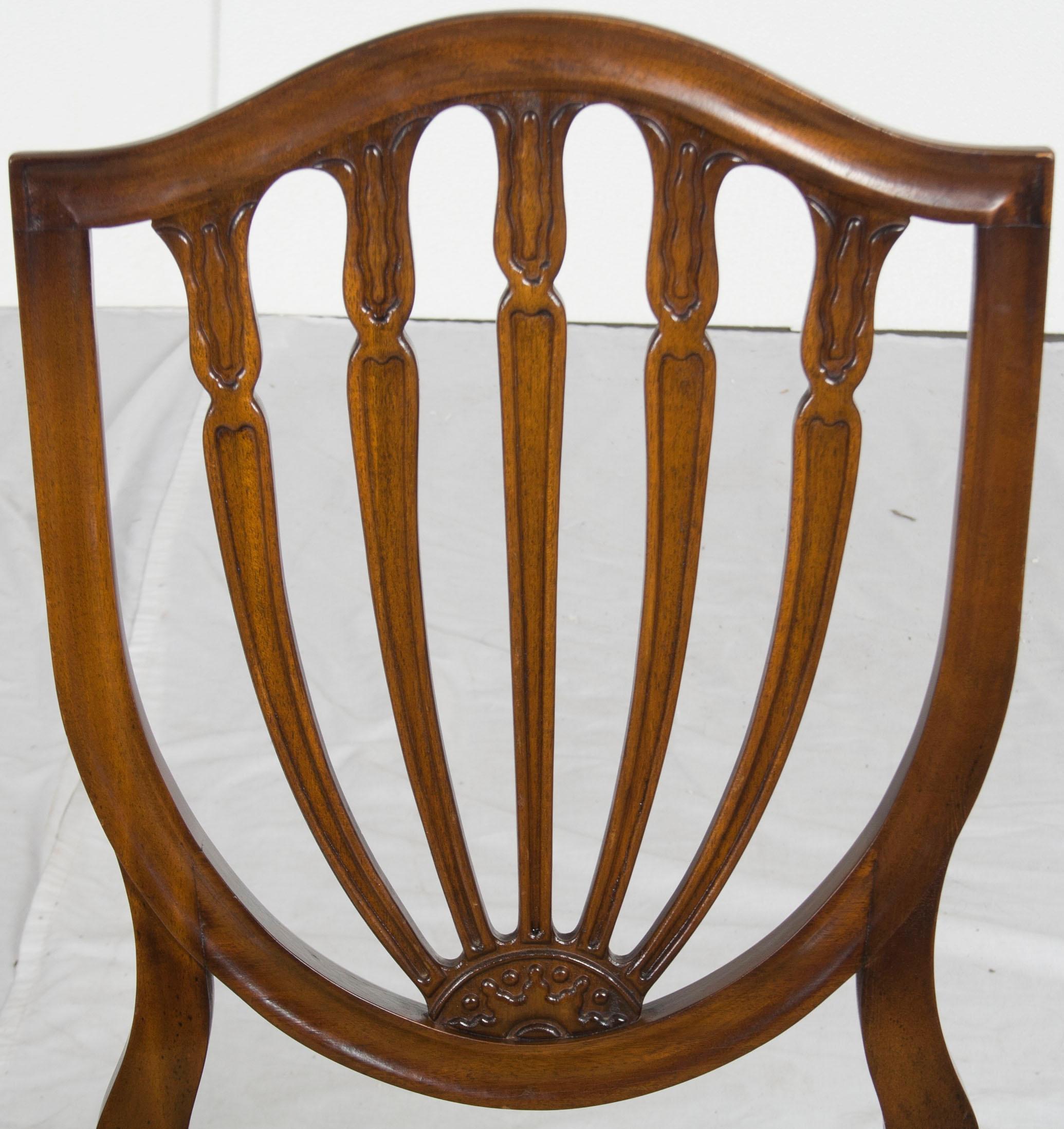 Set of Eight Mahogany Hepplewhite Shield Back Dining Room Chairs 2