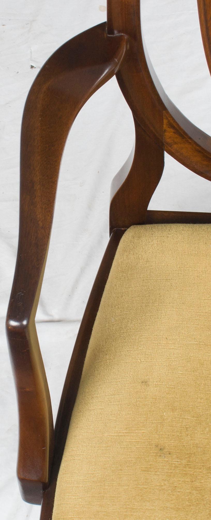 Set of Eight Mahogany Hepplewhite Shield Back Dining Room Chairs 4