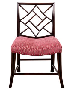 Set of Eight Mahogany Pencil Back Saddle Seats