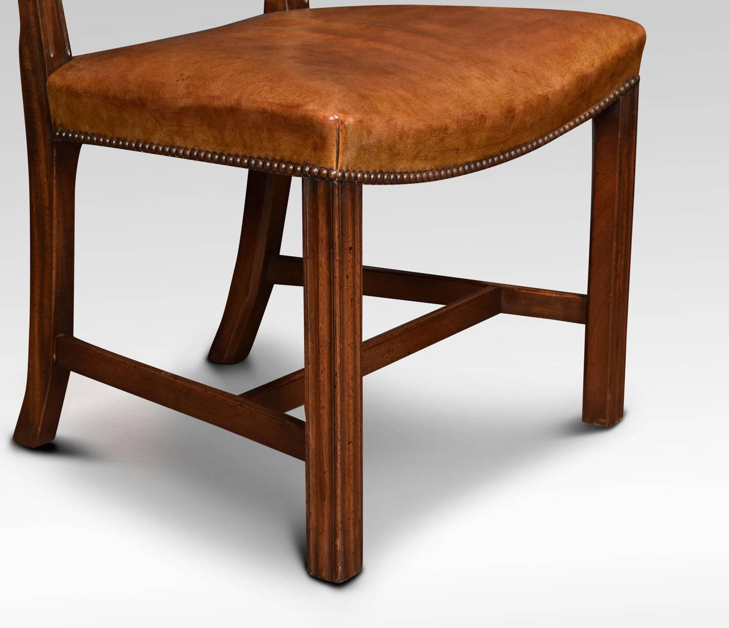 Set of Eight Mahogany Ribbon Back Chippendale Style Dining Chairs In Excellent Condition In Cheshire, GB