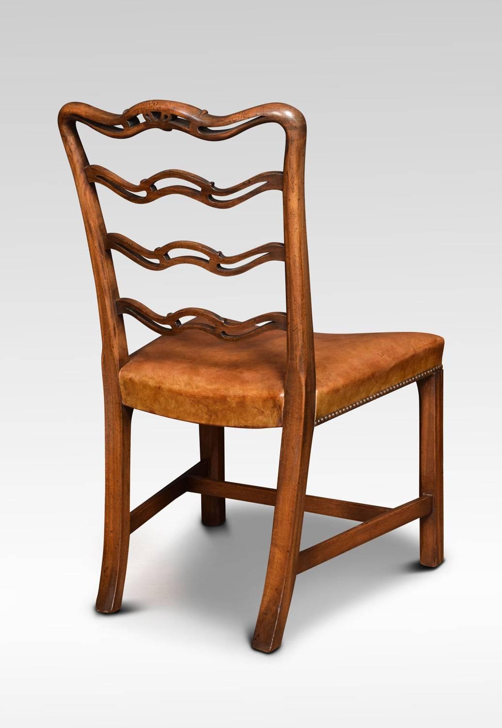 20th Century Set of Eight Mahogany Ribbon Back Chippendale Style Dining Chairs