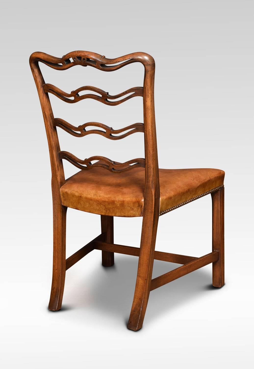 Set of Eight Mahogany Ribbon Back Chippendale Style Dining Chairs 2