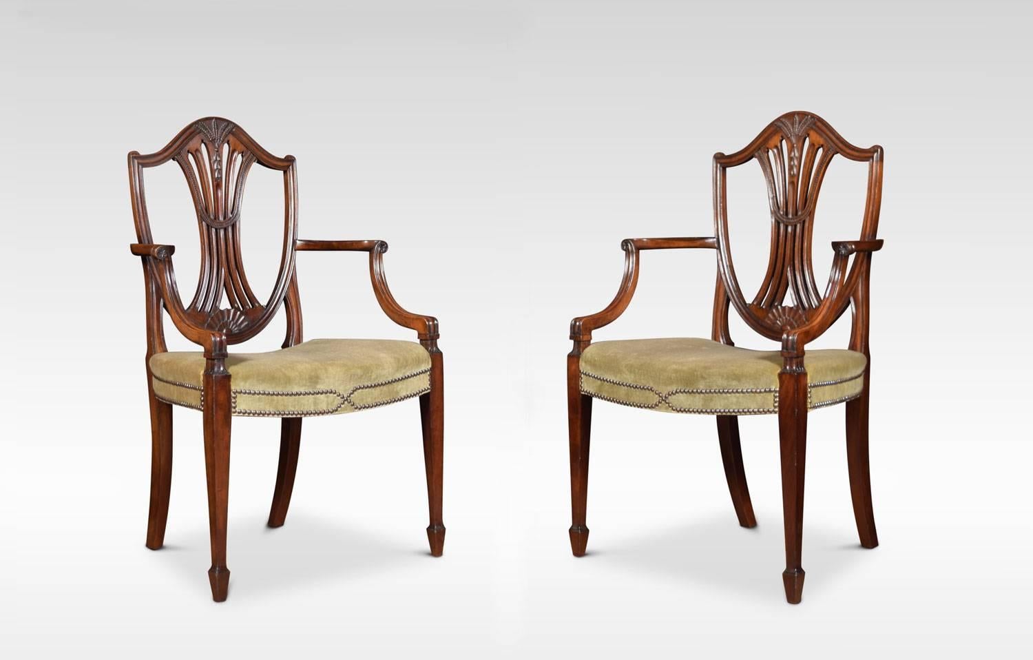 British Set of Eight Mahogany Shield Back Dining Chairs