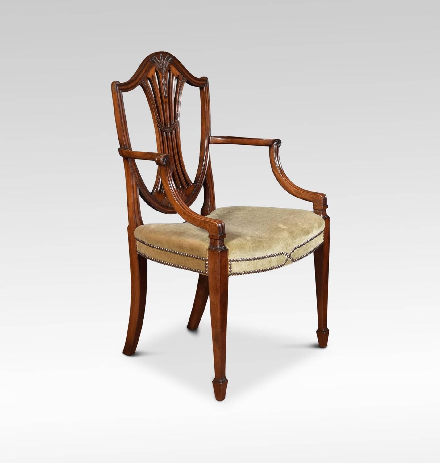 19th Century Set of Eight Mahogany Shield Back Dining Chairs