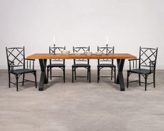 Satz von acht lackierten Maison Jansen Faux Bamboo Esszimmerstühlen