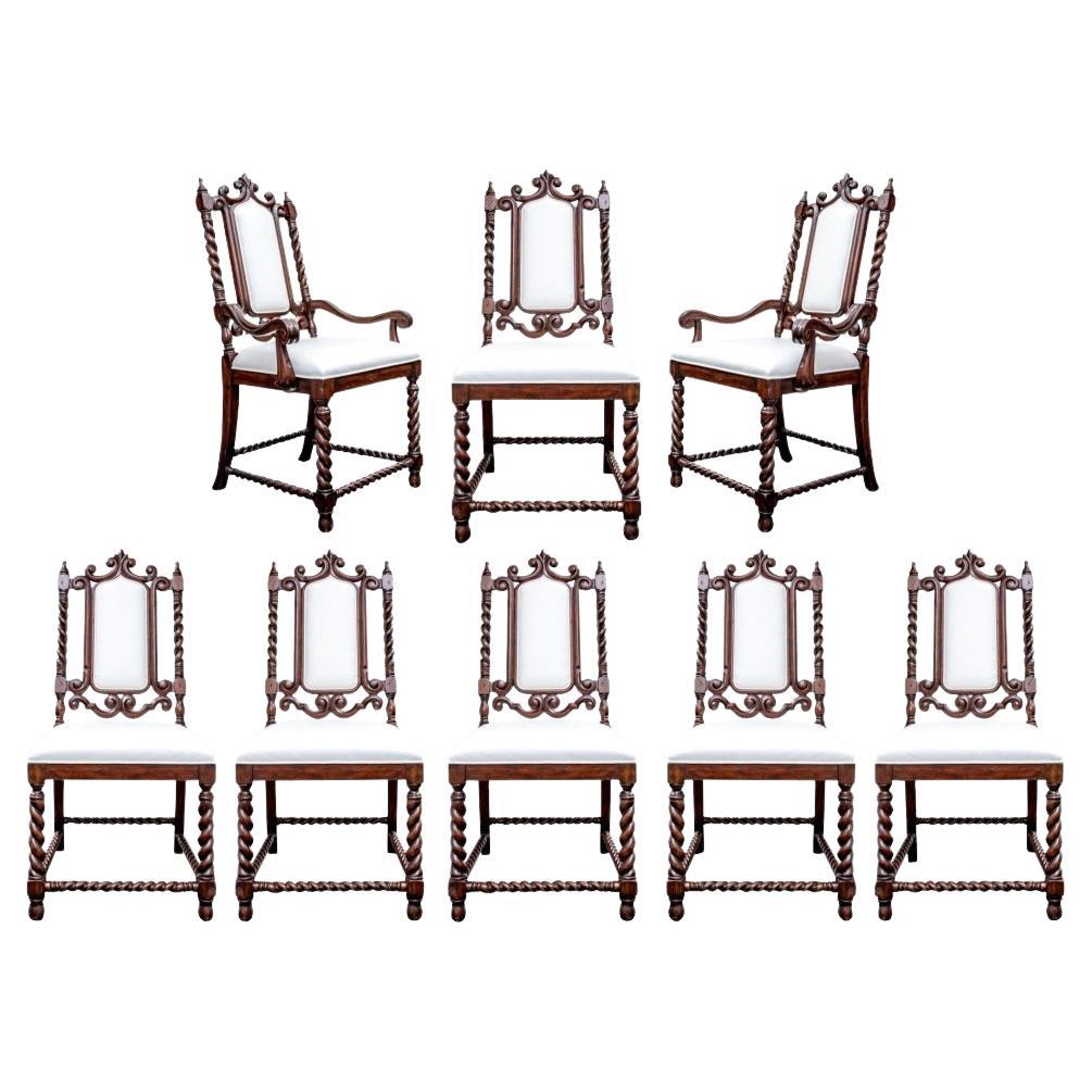 Ensemble de huit chaises de salle à manger de style jacobéen Maitland Smith en vente