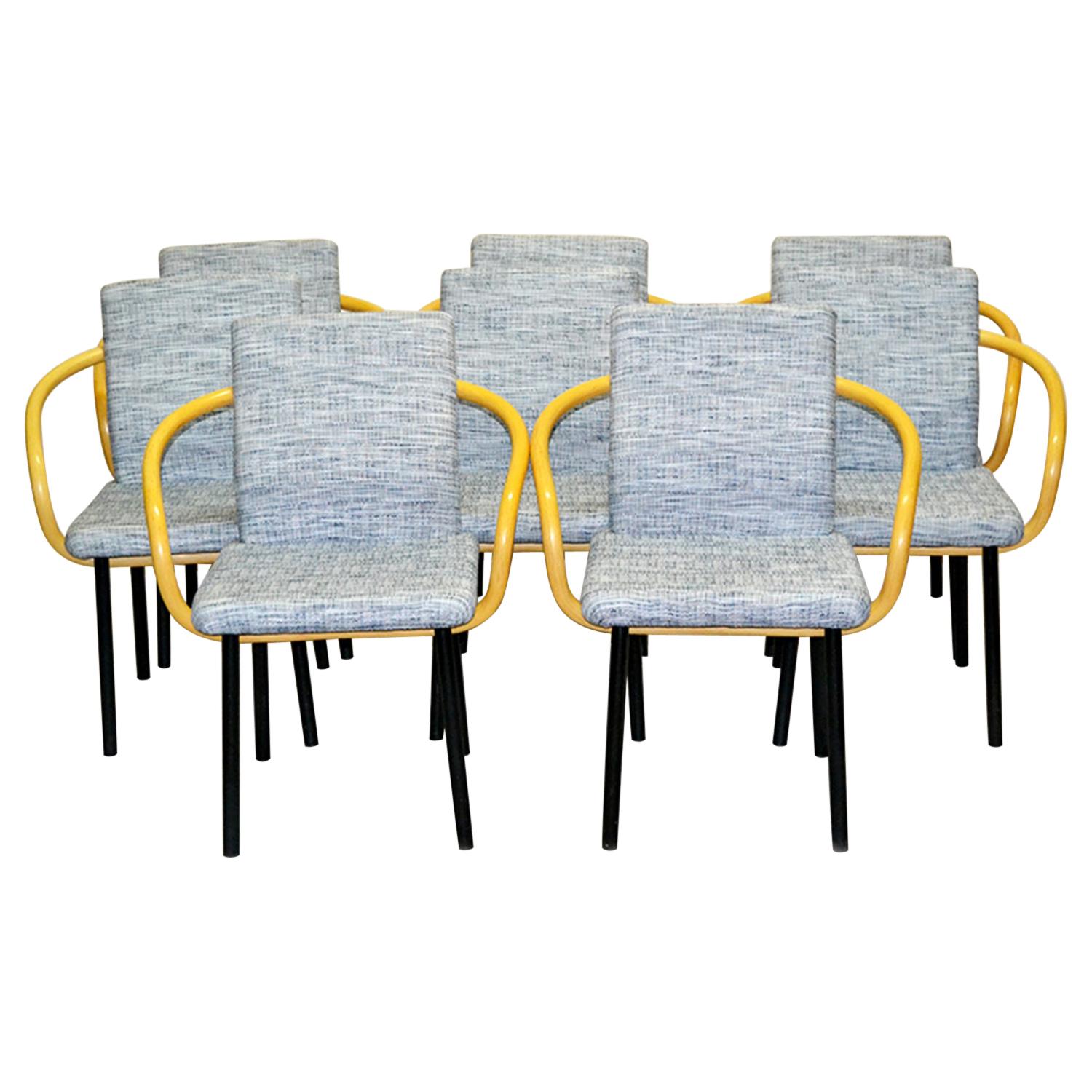 Set of Eight Mandarin Chairs by Ettore Sottsass Edited by Knoll, 1980s, Italy For Sale