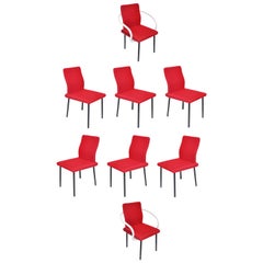 Satz von acht Mandarin-Esszimmerstühlen entworfen von Ettore Sottsass für Knoll