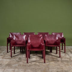 Set of Eight Mario Bellini Cab Armchairs for Cassina