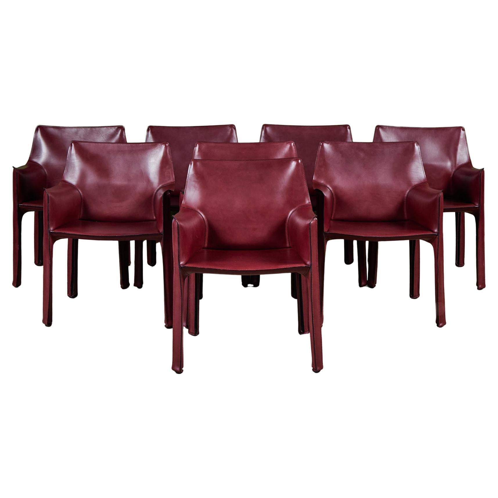 Set of Eight Mario Bellini Cab Armchairs for Cassina