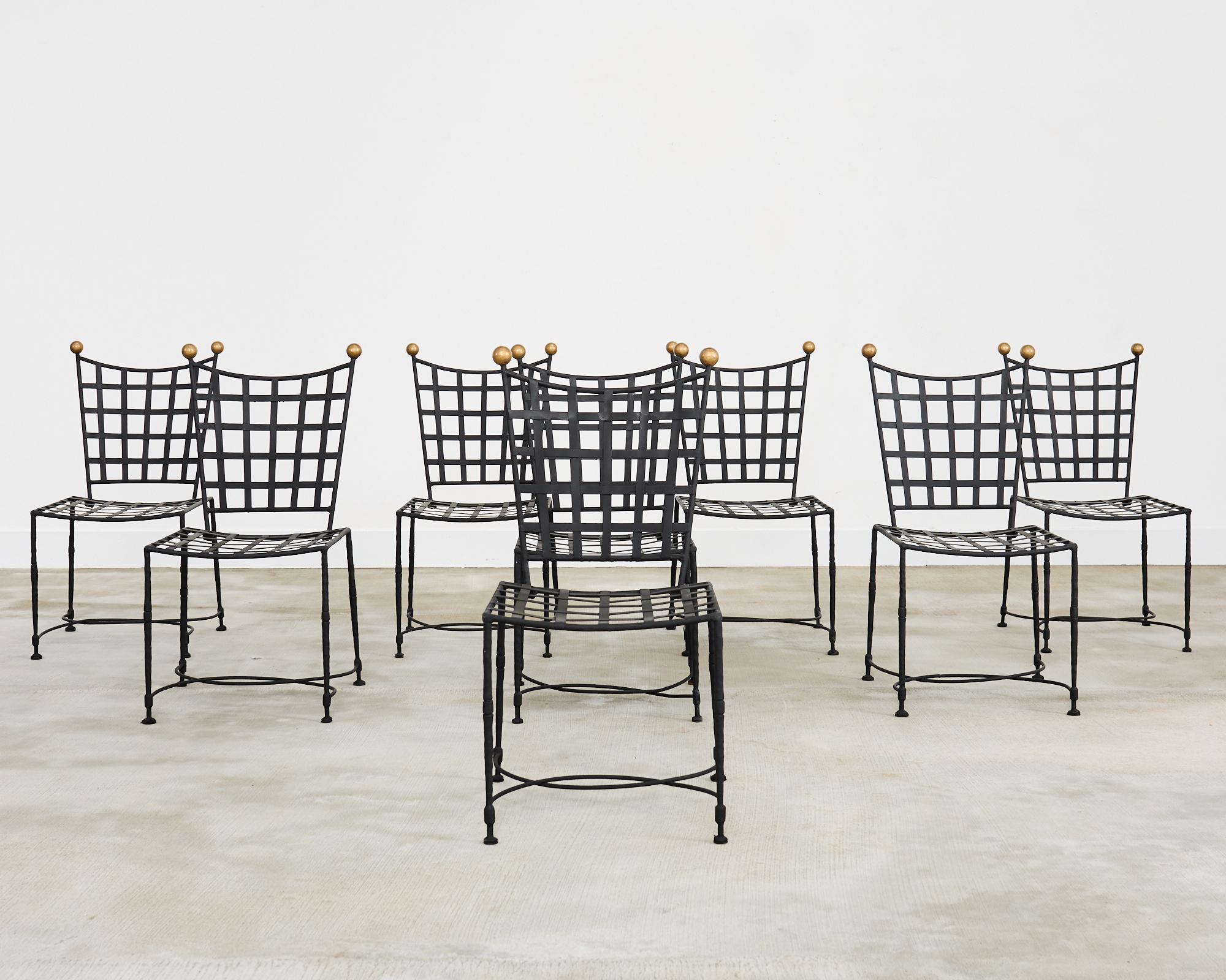 Neoclassical Set of Eight Mario Papperzini for Salterini Garden Dining Chairs