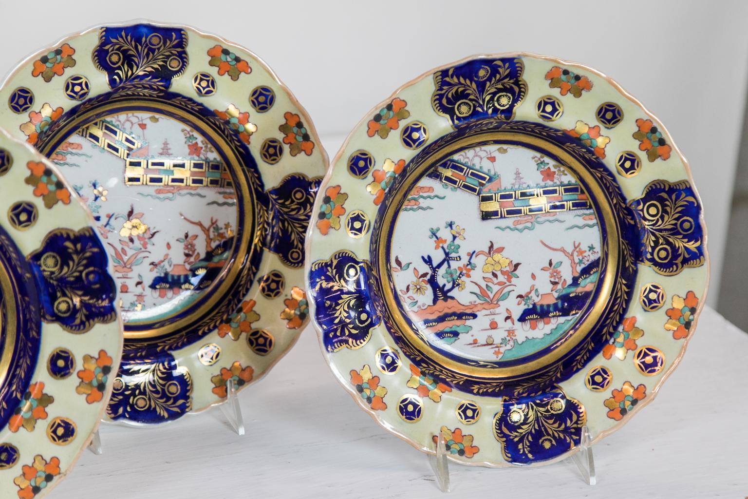 Set von acht Suppentellern aus Eisenstein von Mason's Ironstone (Mittleres 19. Jahrhundert)