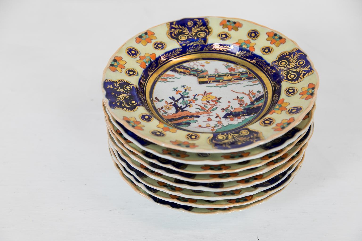 Set of Eight Mason's Ironstone Soup Plates For Sale 1