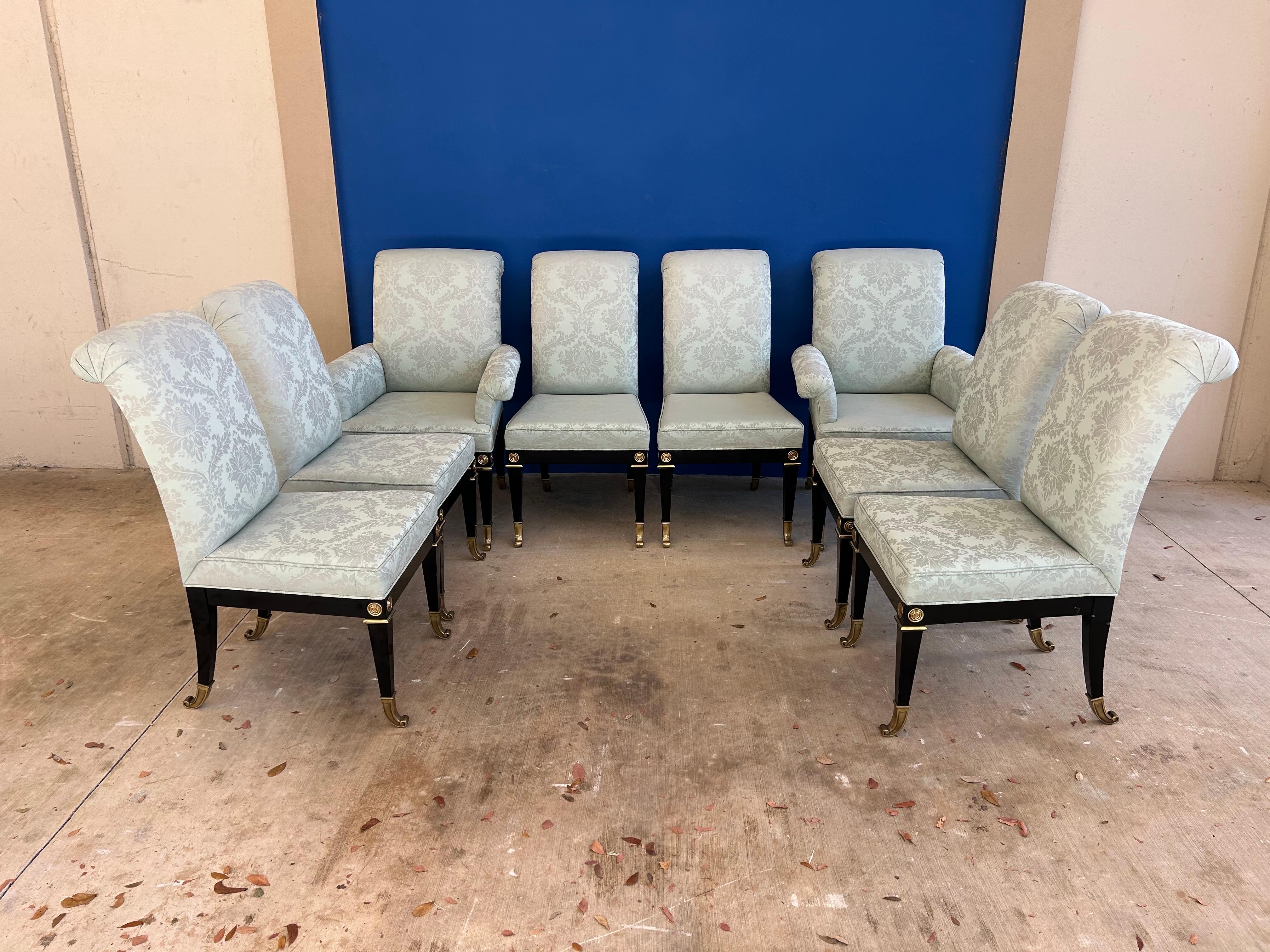 Set of eight Mastercraft neoclassical dining chairs For Sale 11