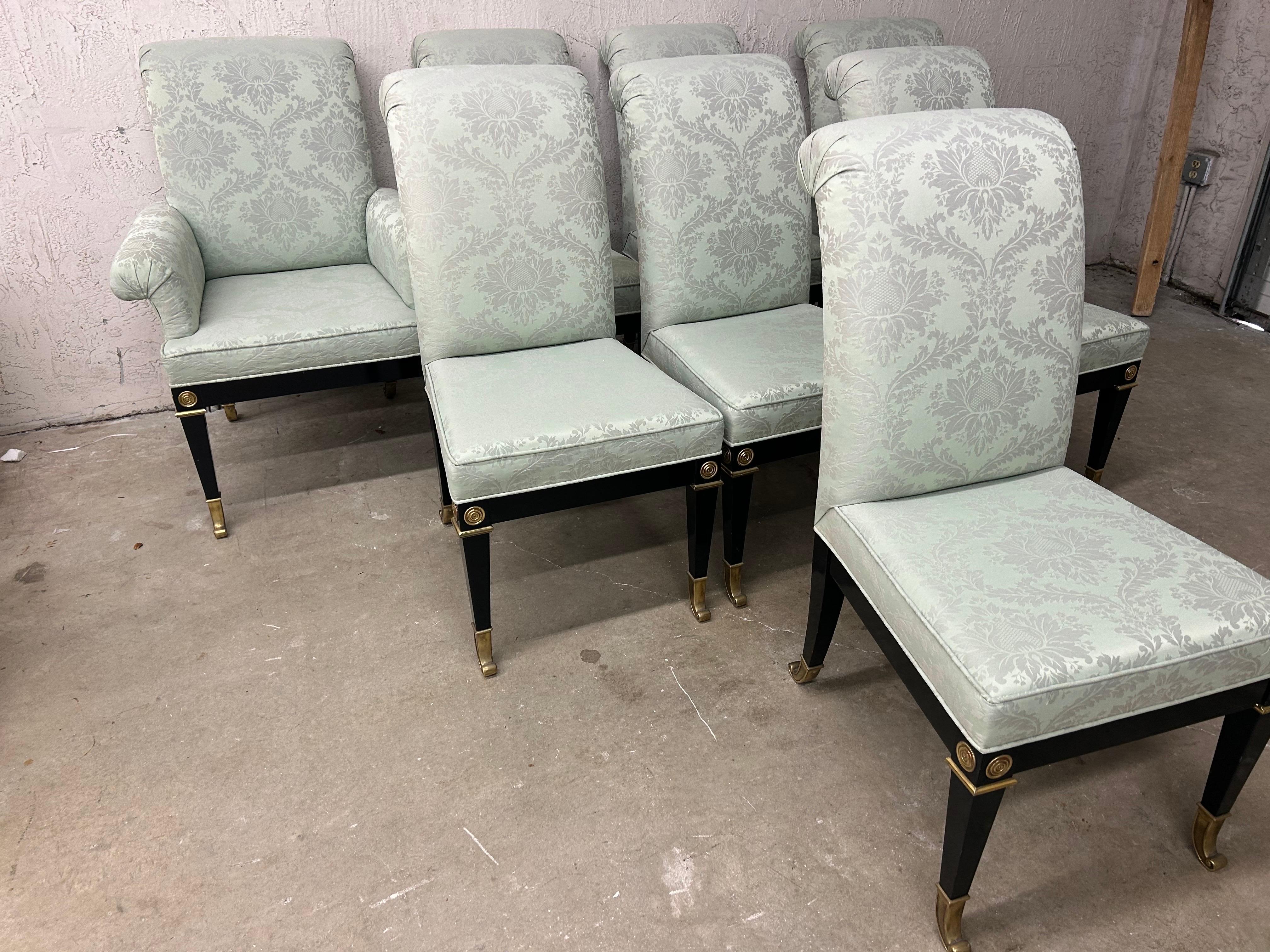 Neoclassical Set of eight Mastercraft neoclassical dining chairs For Sale