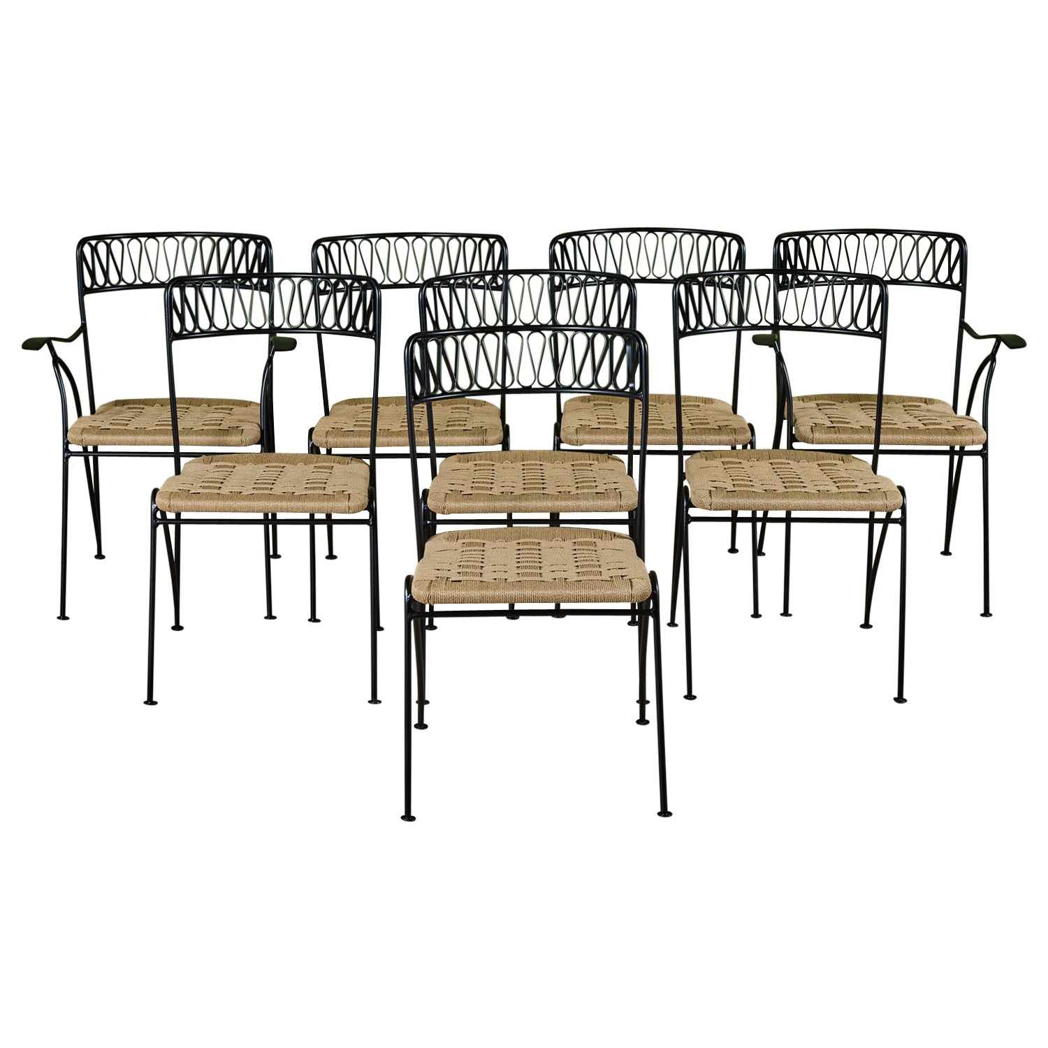 Set of Eight Maurizio Tempestini "Ribbon" Patio Chairs for Salterini