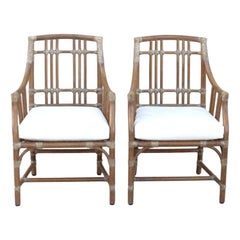 Set of Eight McGuire Balboa Organic Modern Rattan Dining Chairs