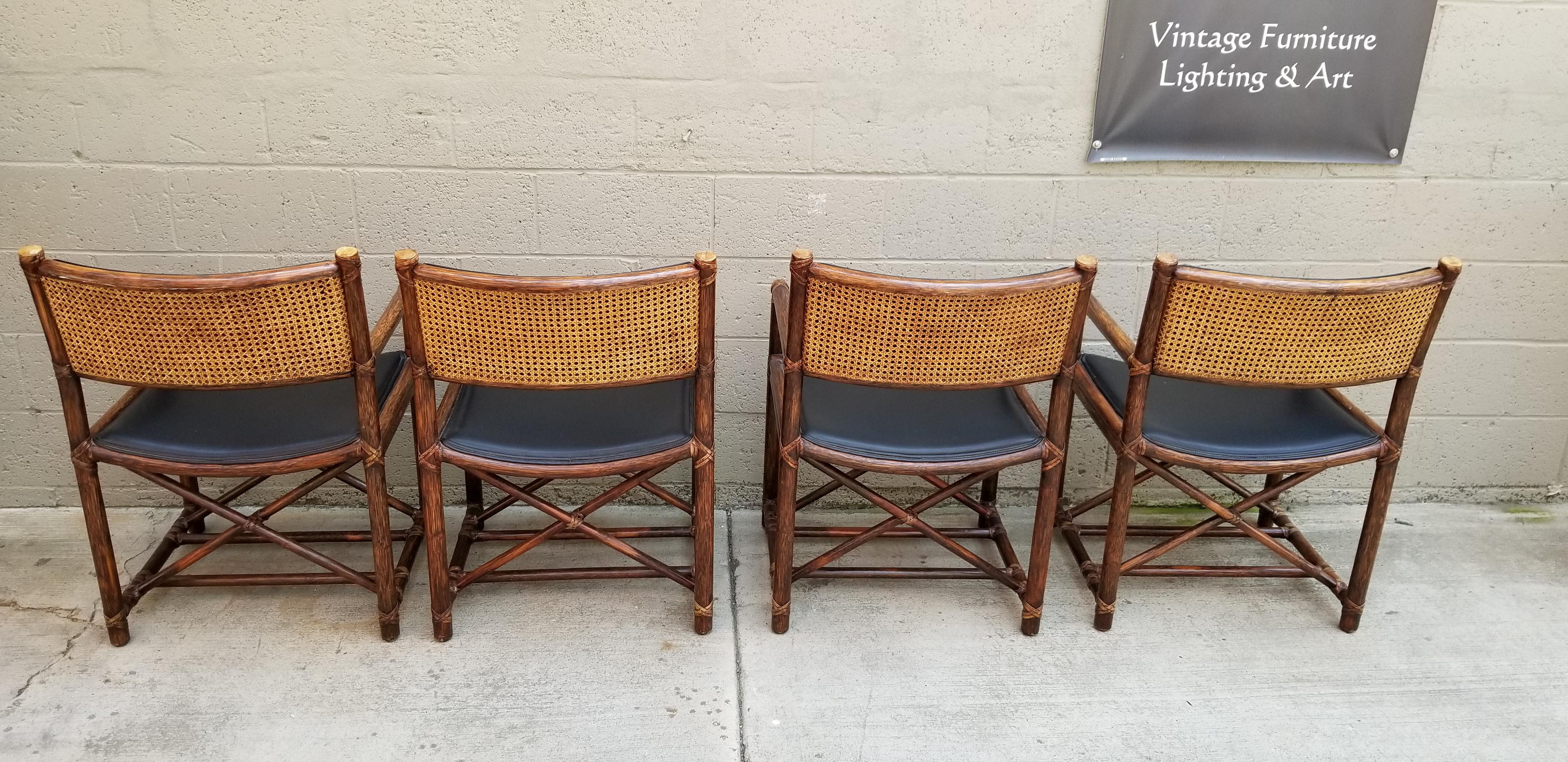 Set of Eight McGuire Bamboo and Leather Chairs 3