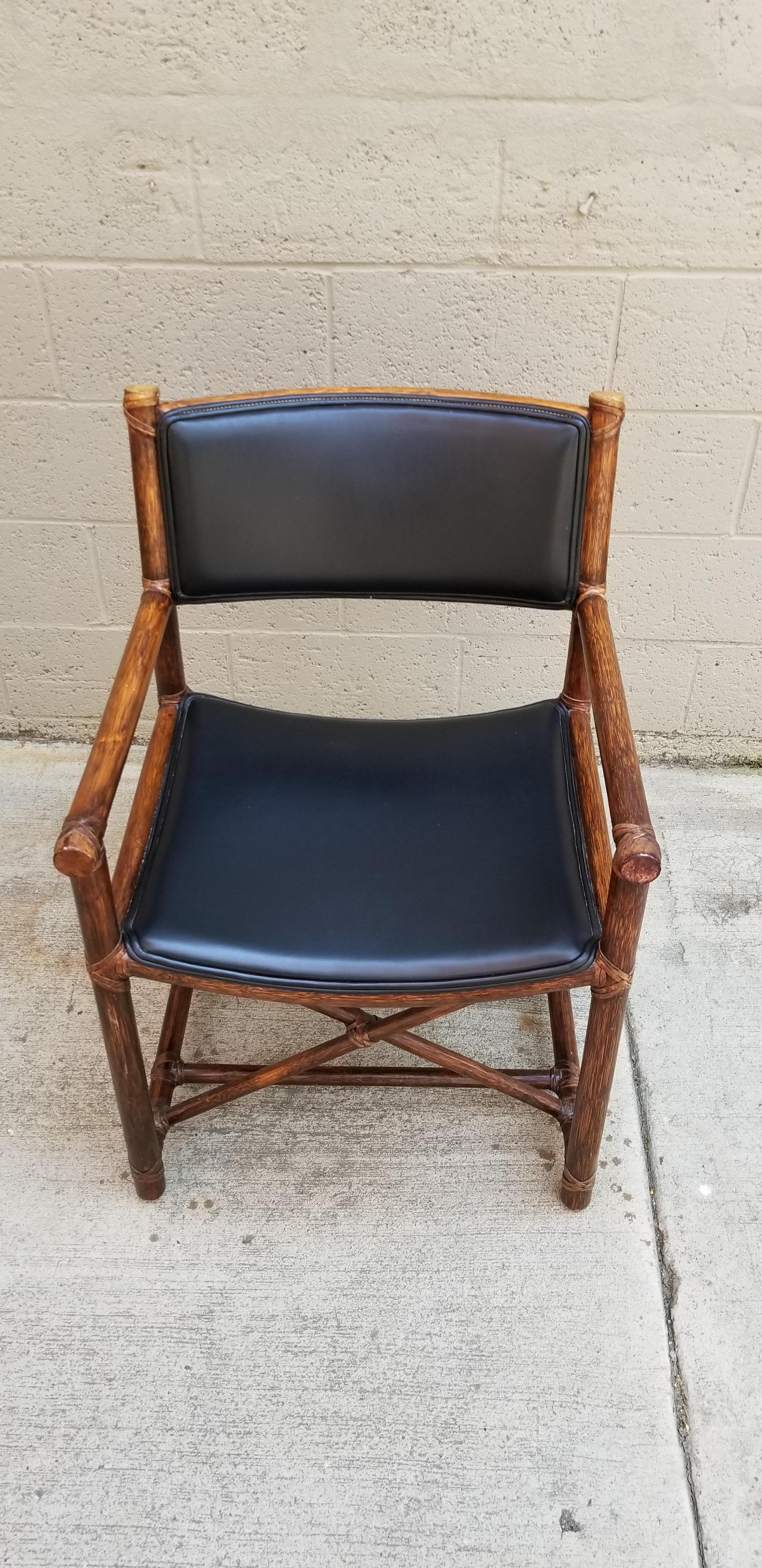 Set of Eight McGuire Bamboo and Leather Chairs In Good Condition In Fulton, CA