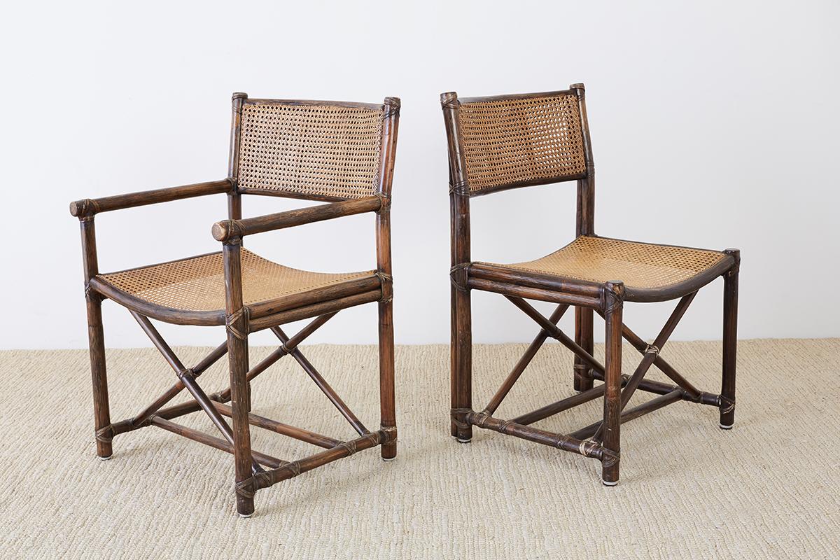 Set of Eight McGuire Bamboo Rattan Cane Dining Chairs 1