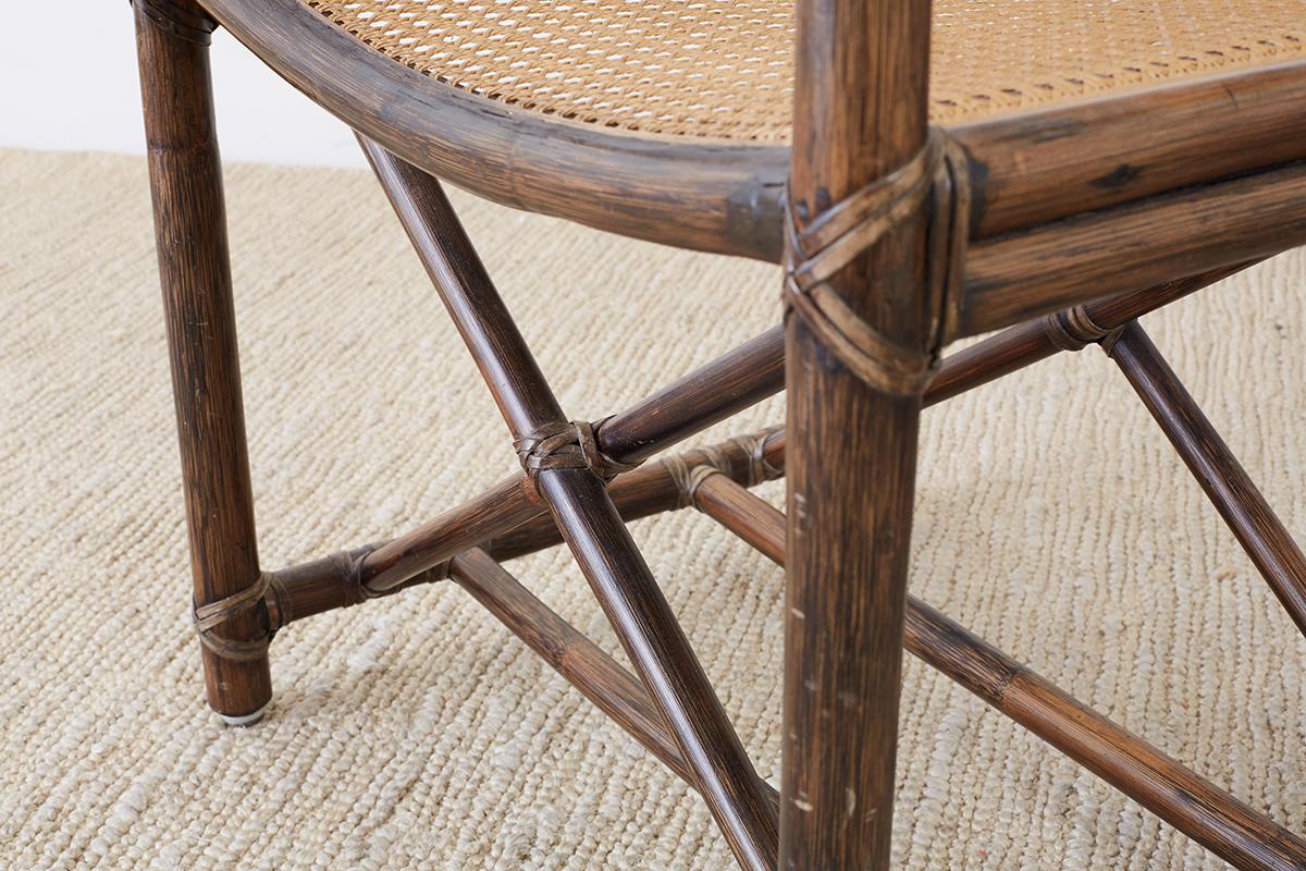 Set of Eight McGuire Bamboo Rattan Cane Dining Chairs 4