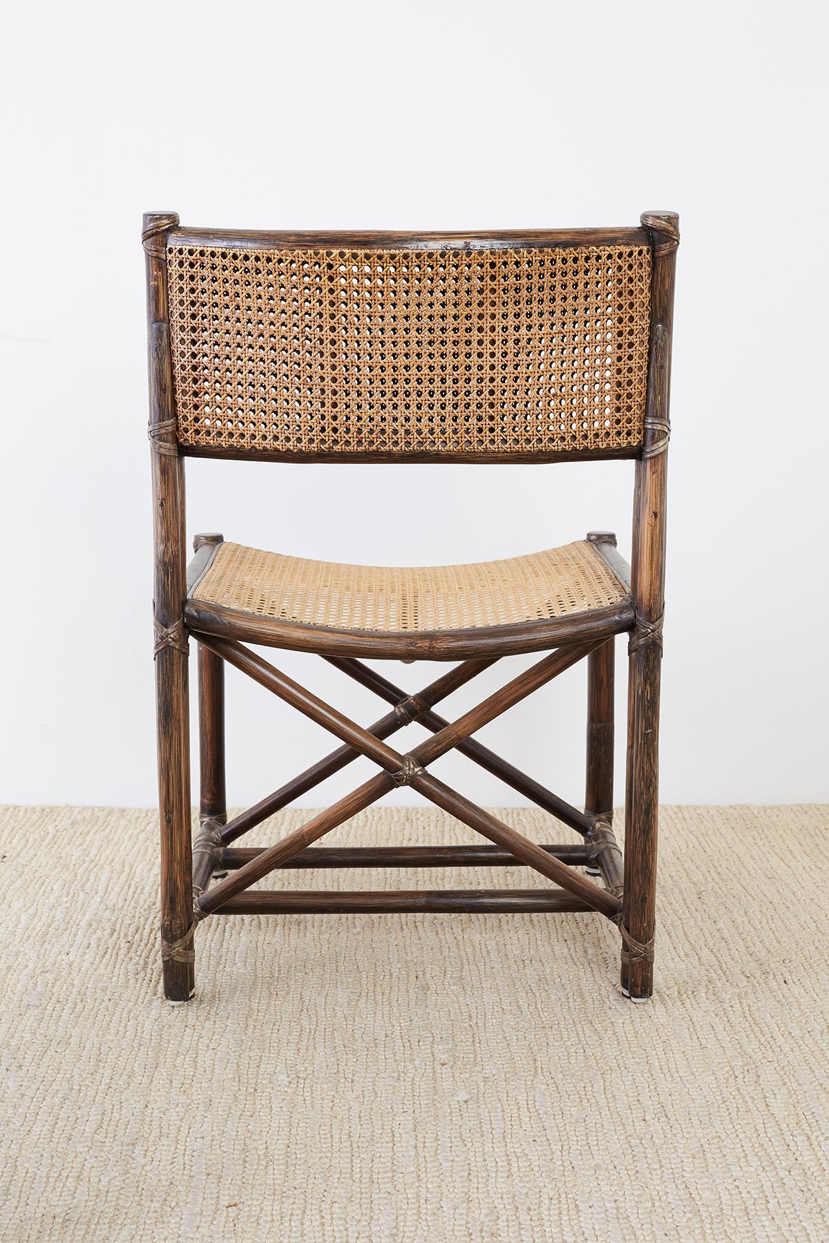 Set of Eight McGuire Bamboo Rattan Cane Dining Chairs 8