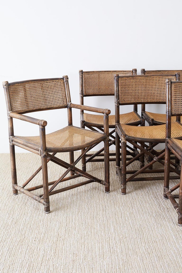 Set of Eight McGuire Bamboo Rattan Cane Dining Chairs For ...
