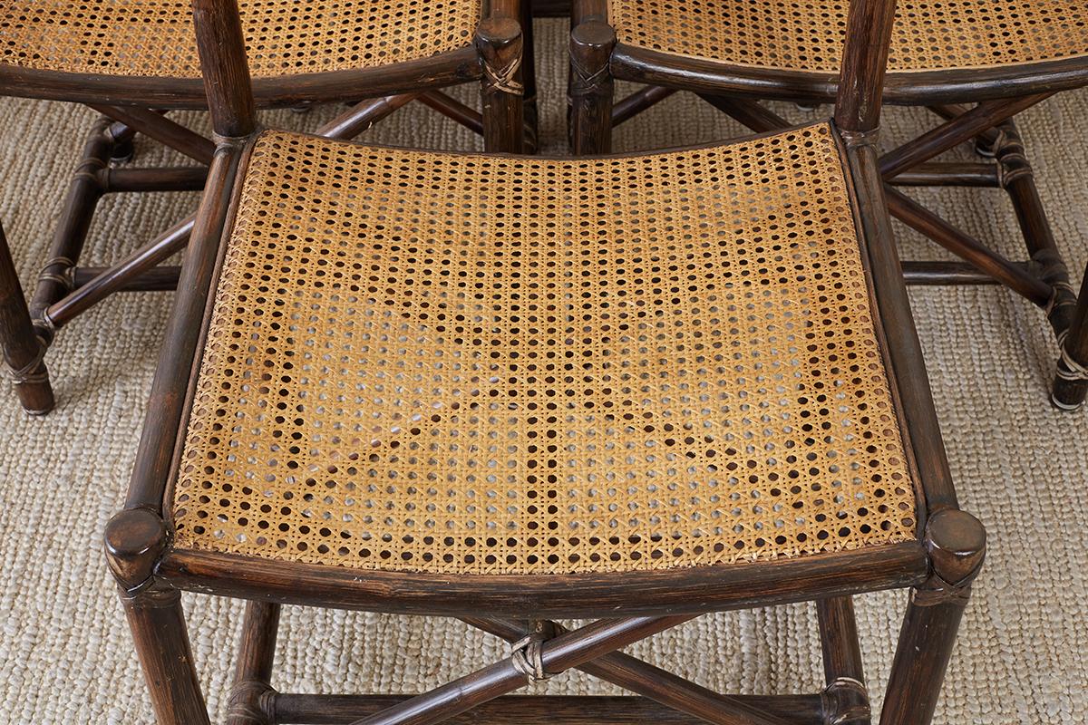 Set of Eight McGuire Bamboo Rattan Cane Dining Chairs In Good Condition In Rio Vista, CA