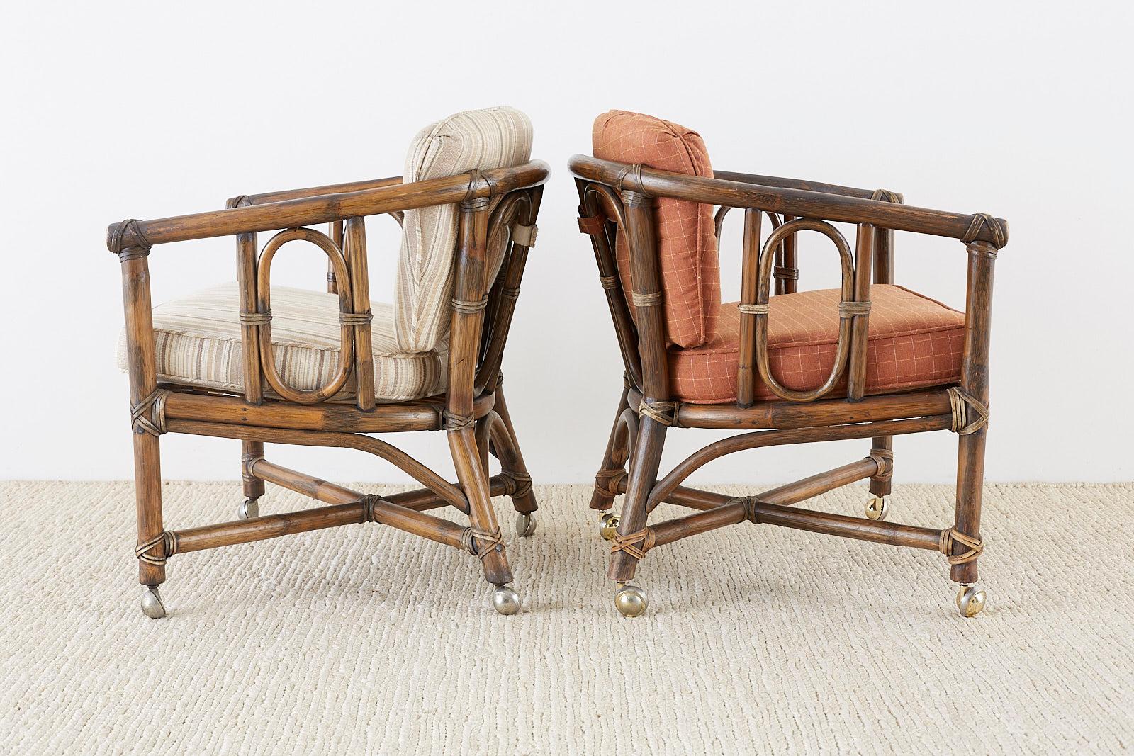 20th Century Set of Eight McGuire Bamboo Rattan Lounge Chairs